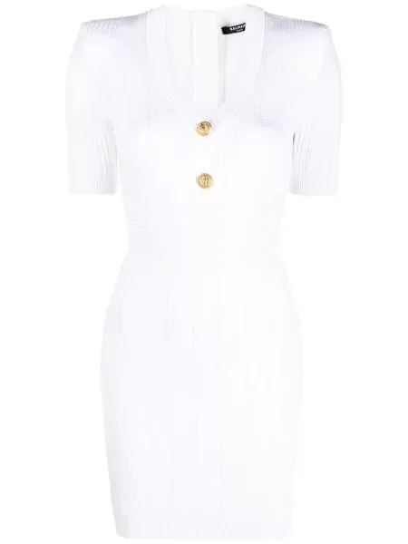 Megzta mini suknelė Balmain balta