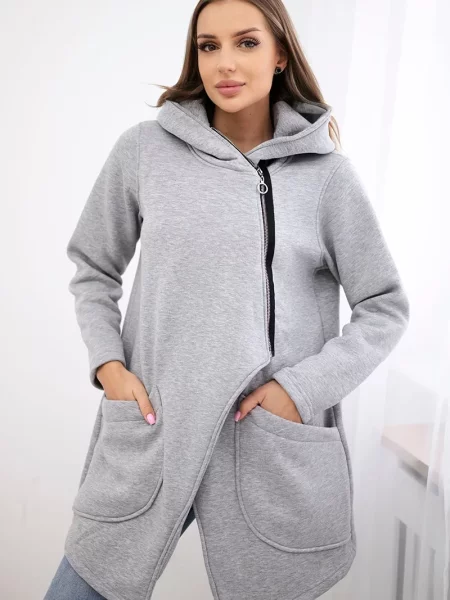 Bluza Kesi asymetryczna ocieplana szara