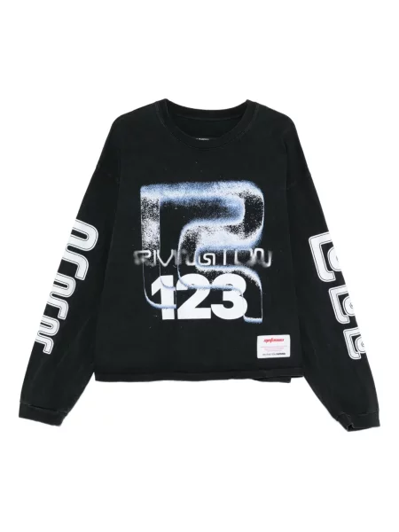 Dlouhé tričko Rrr123 s potiskem černé