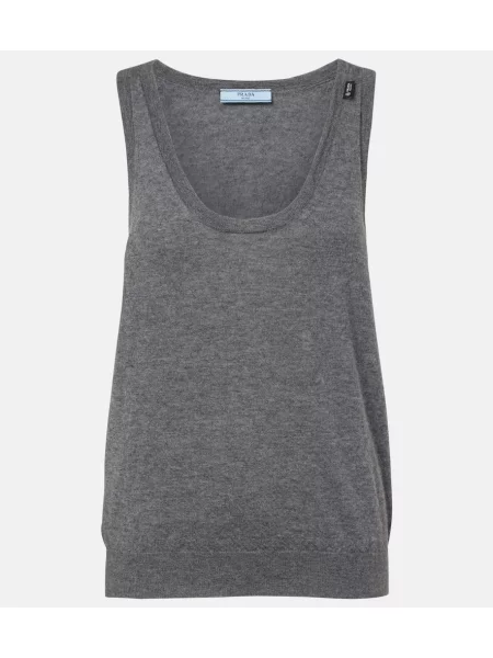 Vestă Prada din cașmir gri