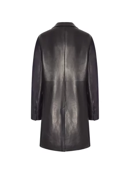 Кожено двуредно палто Tom Ford черно