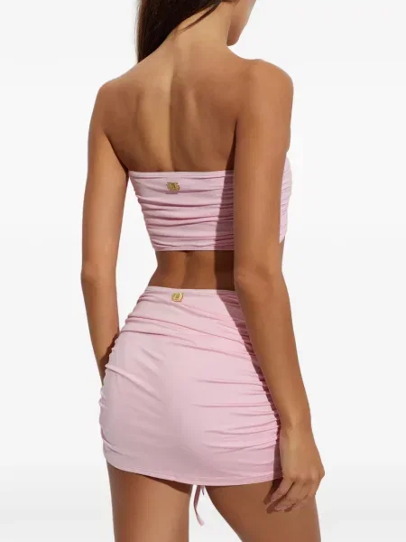 Top Balmain cu volane cu legături roz