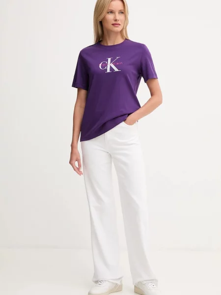 Calvin Klein Jeans kratka majica vijolična