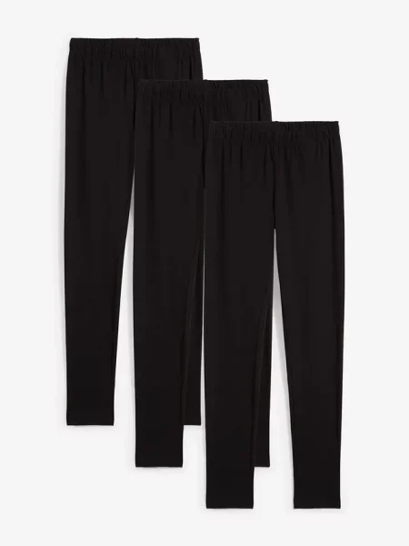Legginsy z elastycznej bawełny organicznej 3 pary czarne