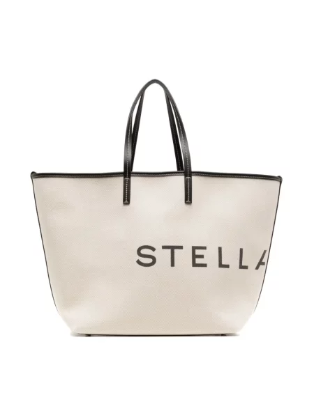 Torebka Stella Mccartney skórzana z nadrukiem biznesowa beżowa