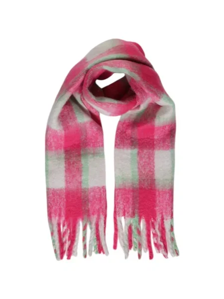 Fular Only în carouri alb