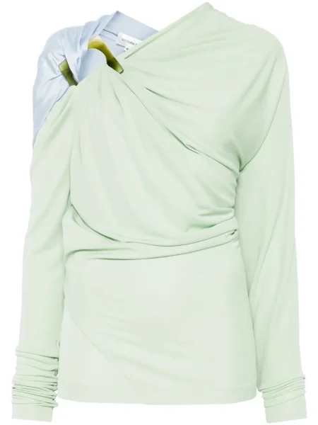 Top Victoria Beckham drapat lung verde