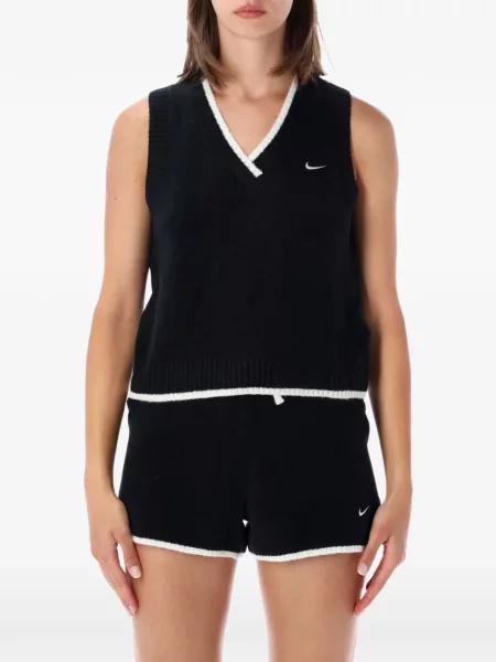 Φλοράλ μπλούζα Nike με απλικέ με ψηλή μέση μαύρο