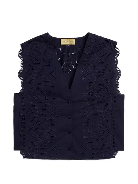 Vestă Momoni cu broderie albastru