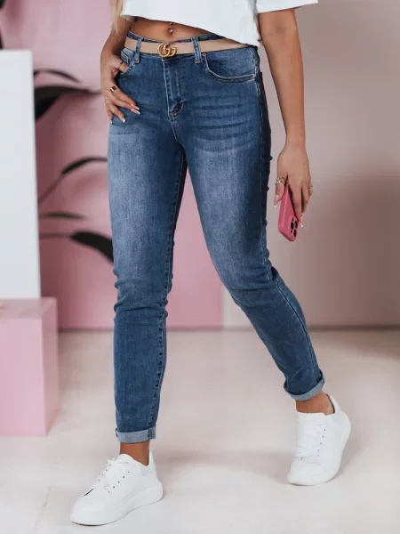 Spodnie jeansowe slim fit średni stan FLEXI Dstreet granatowe