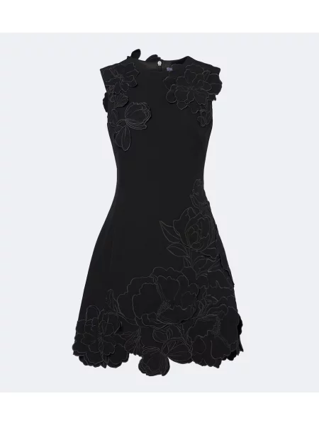 Rochie Leo Lin cu model floral cu aplicații negru