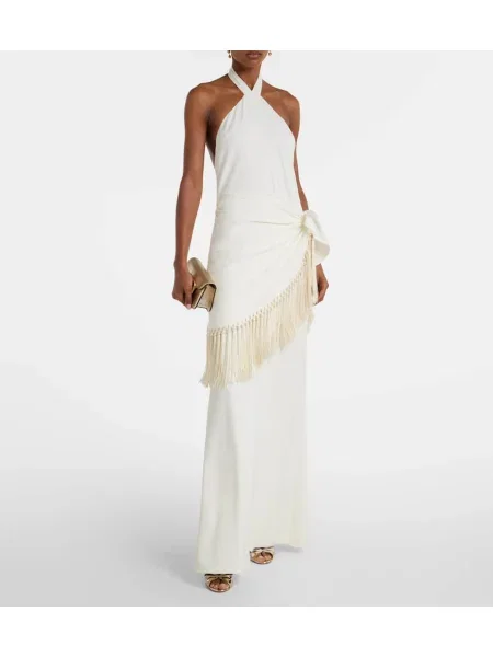 Rochie Taller Marmo cu franjuri cu gât halter alb