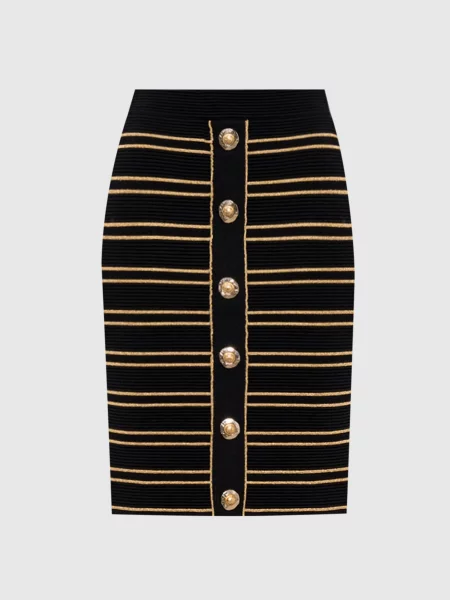 Спідниця в смужку Balmain чорна