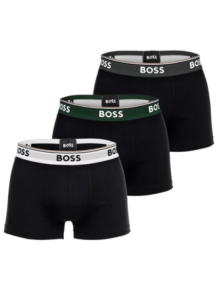 BOSS Boxerky Power tmavě šedá / tmavě zelená bílá černá