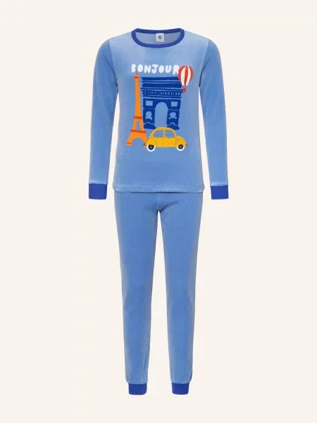 Petit Bateau Pyžamo Z Veluru tmavě / oranžová modrá