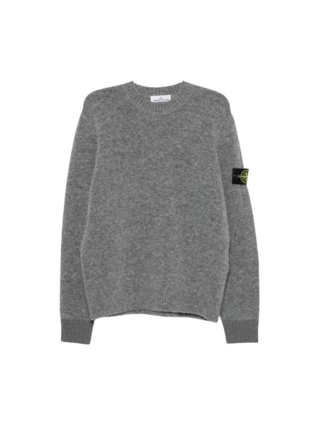 Sweter Stone Island wełniany z kamieniami szary