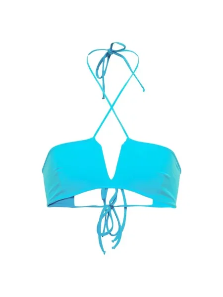 Bikini Nensi Dojaka cu gât halter albastru