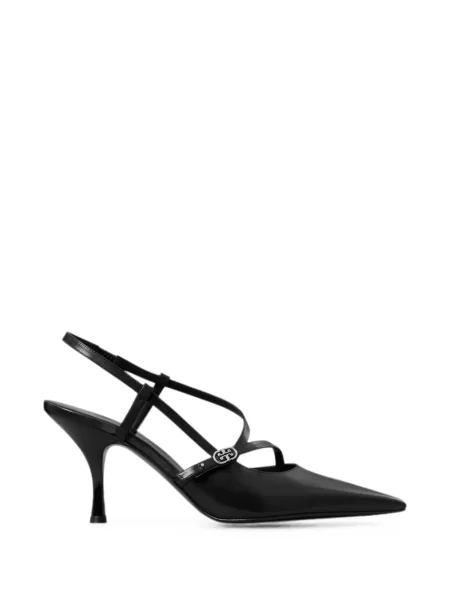 Pantofi cu toc Tory Burch cu bretele cu autograf negru