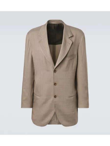 Sacou Giorgio Armani cu model herringbone maro