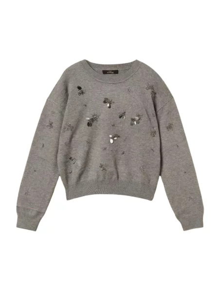 Sweter Twinset wełniany szary