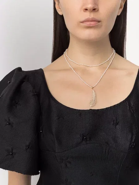 Dlouhý velký náhrdelník Mizuki s perlami žlutý