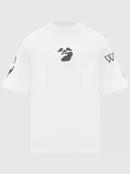 Футболка з брендовим принтом Off-white біла