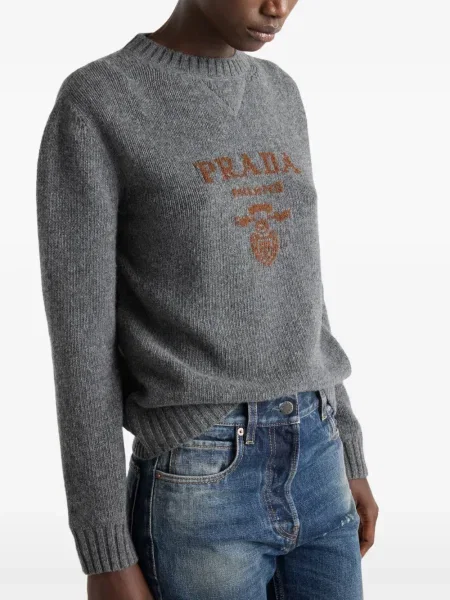 Pulover Prada cu decolteu rotund gri