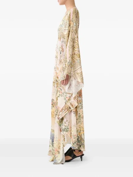 Rochie maxi Camilla cu model floral cu imagine cu decolteu în V