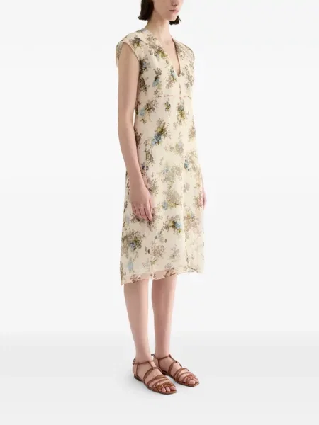 Rochie Jil Sander de mătase cu model floral cu imagine