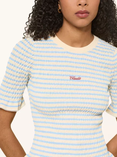 Claudie Pierlot Koszulka Z Falbanami blau czerwona