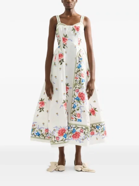 Rochie Erdem cu model floral de costum alb