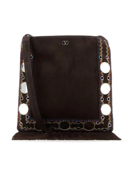 Torebka skórzana Valentino Garavani skórzana brązowa