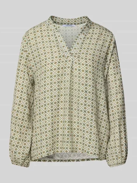 Bluzka o kroju relaxed fit z kołnierzem z lamówką model Zabaione khaki