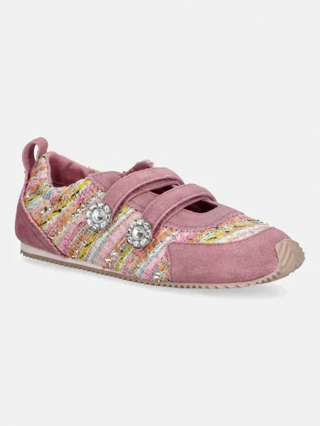 Kurt Geiger London Islington Mary Jane sneakers de damă din piele întoarsă roz