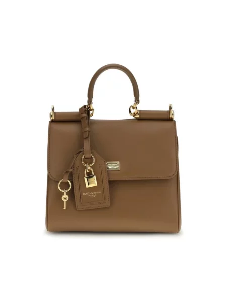 Torebka skórzana Dolce And Gabbana skórzana brązowa
