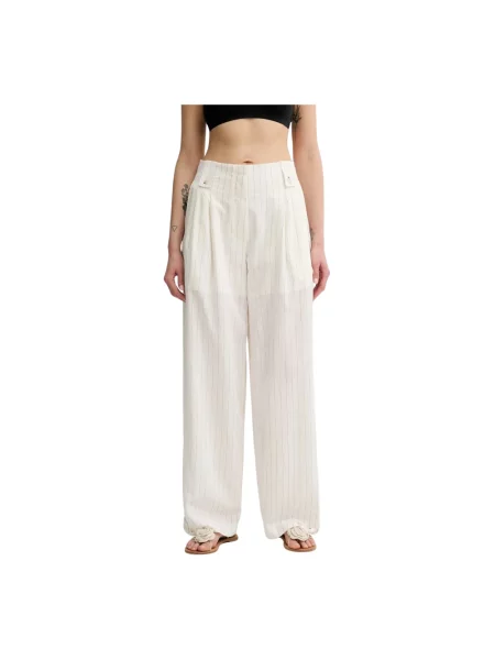 Nanushka spodnie JENCI szerokie high waist beżowy