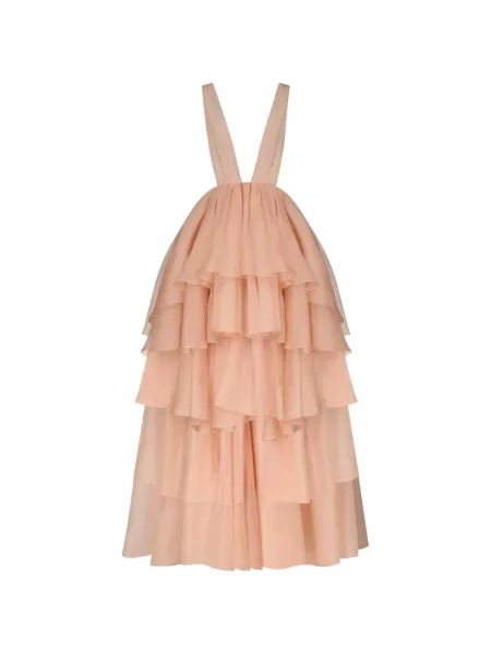 Rochie maxi Temily cu volane roz