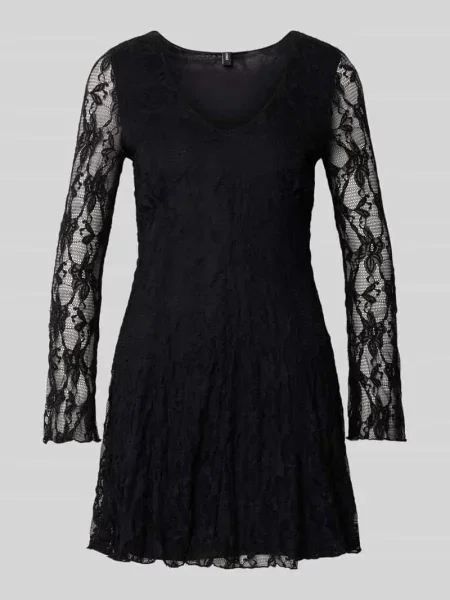 Sukienka mini koronkowa z dekoltem w serek model ‘ALBA’ Only czarna