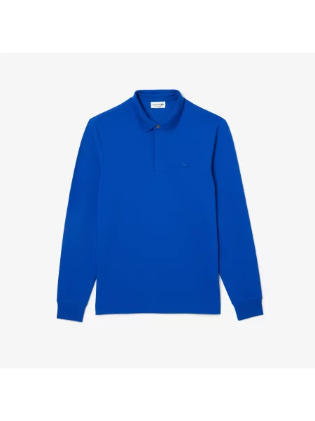 Lacoste Koszulka Polo Z Długim Rękawem Smart Paris Z Elastycznej Bawełny niebieska