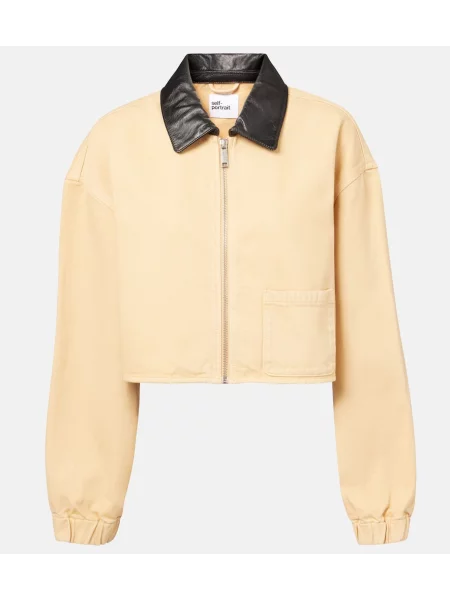 Geacă de blugi Self-portrait din piele bej