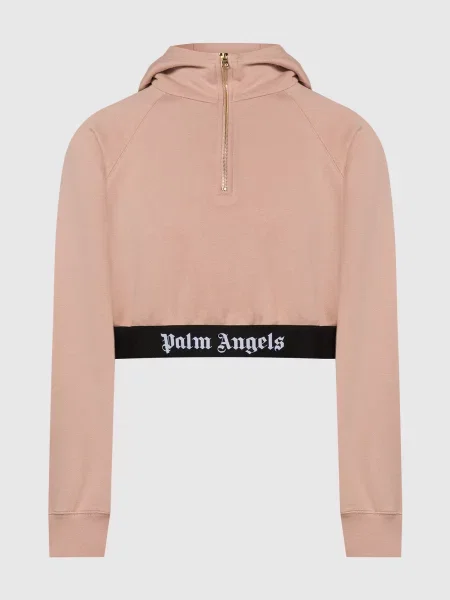 Укорочене худі з логотипом Palm Angels рожеве