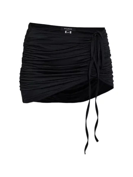 Fustă Balmain cu volane cu legături negru