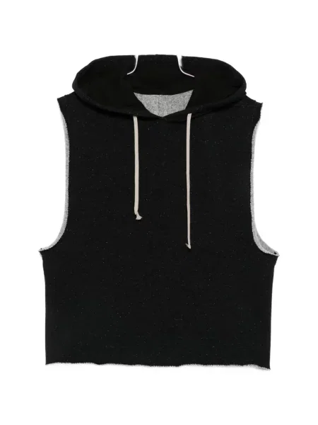 Hanorac cu glugă Rick Owens fără mâneci cu glugă cu cordon negru