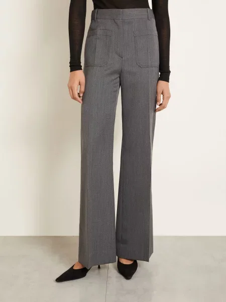Victoria Beckham Široké Džíny Alina fossil grey šedé