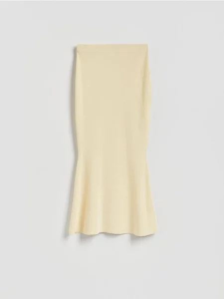 Reserved Fustă maxi din jerseu galben-deschis galben