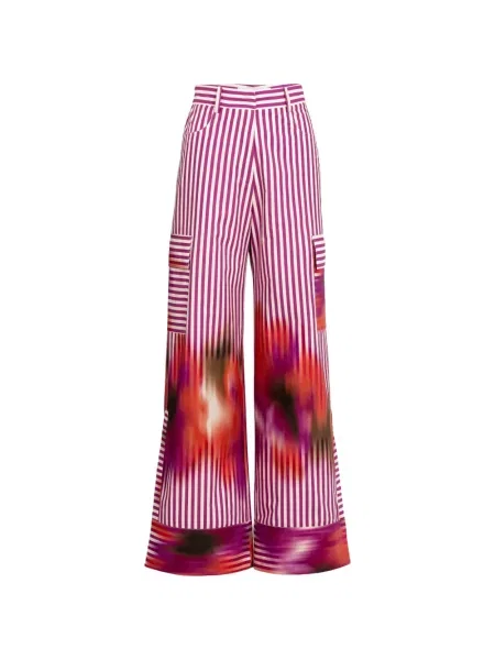 Pantaloni cargo Silvia Tcherassi cu dungi cu imagine roz