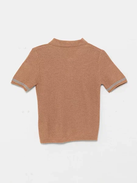 United Colors of Benetton polo tričko ze lněné směsi hnědé