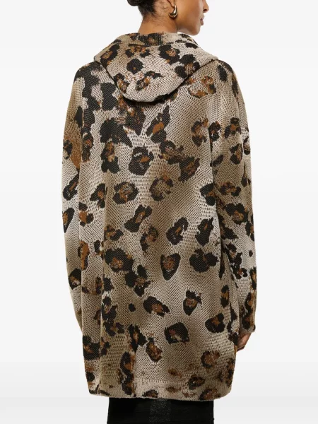 Cardigan Laneus cu glugă cu imagine cu model leopard
