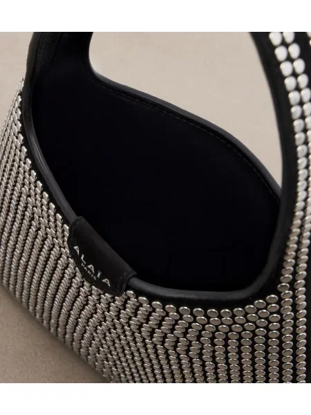 Top Alaïa din piele de căprioară cu tepi negru