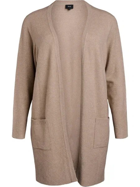 Zizzi Geacă tricotată Casunny închis bej